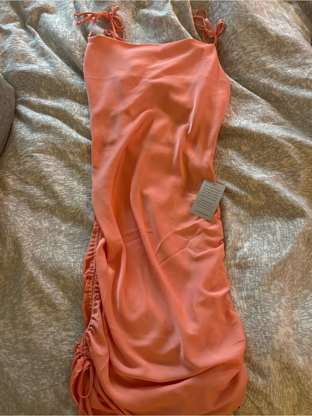 New with tags Kensie Coral-Orange Satin Slip Dress with Tie Straps